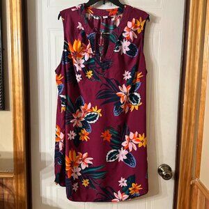 {Plus Size} Old Navy Floral Dress~ Size XXL~ Burgundy with Tropical Floral (C24)